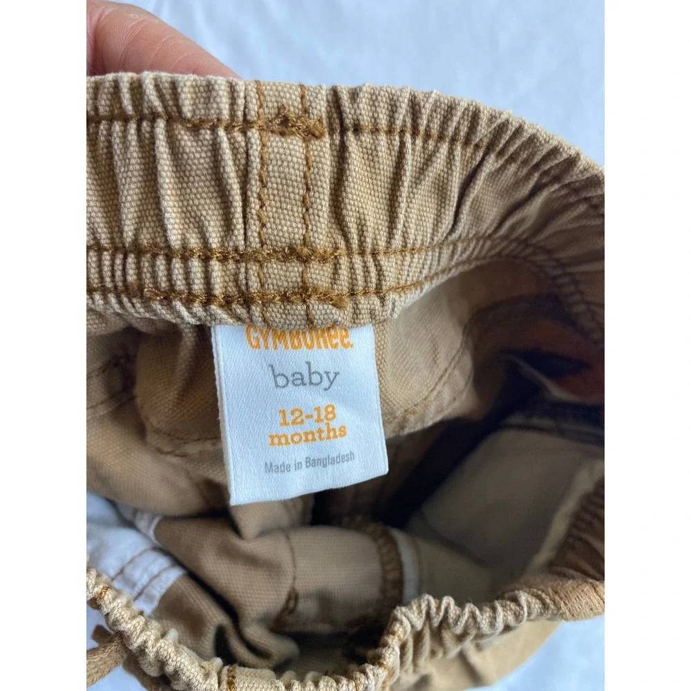 Gymboree Boys Canvas Jogger Pants Size 12-18 Months Tan Brown 140171530